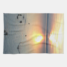 Geschirrtuch Sonnenuntergeng am See mit Enten Theedoek