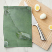 Geschirrtuch Wassertropfen auf grau-grünem Blatt Theedoek (Quarter Fold)