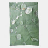 Geschirrtuch Wassertropfen auf grau-grünem Blatt Theedoek (Verticaal)