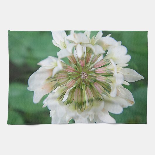 Geschirrtuch weiss-rosa Kleeblume Theedoek (Horizontaal)
