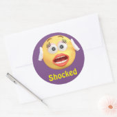 Geschokt Emoji Meisje Emoticon Cartoon Gezicht Ronde Sticker (Envelop)