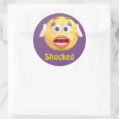Geschokt Emoji Meisje Emoticon Cartoon Gezicht Ronde Sticker (Tas)