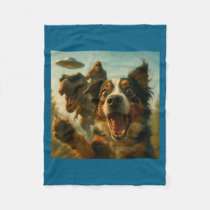 Geschokte Australische Herder Hond T-rex Bigfoot U Fleece Deken