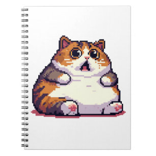 Geschokte oranje dikke kat meme pixel art notitieboek
