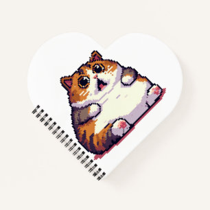 Geschokte oranje dikke kat meme pixel art notitieboek