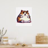 Geschokte oranje dikke kat meme pixel art poster (Keuken)