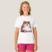 Geschokte oranje dikke kattenmeme t-shirt (Voorkant volledig)