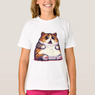 Geschokte oranje dikke kattenmeme t-shirt