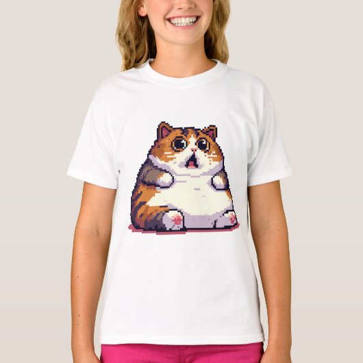 Geschokte oranje dikke kattenmeme t-shirt (Voorkant)