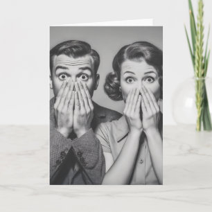 Geschokte retro paar portret kaart