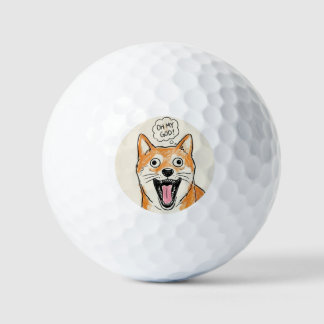 Geschokte Shiba Inu "OH MY GOD" Golfballen