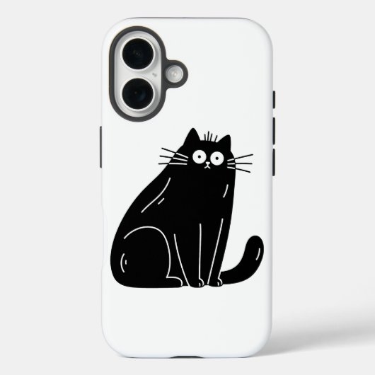 Geschokte Zwarte Kat Met Grote Ogen Case-Mate iPhone Case (Achterkant)
