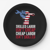 Geschoolde arbeid is geen goedkope arbeidsdag papieren bordje (Voorkant)