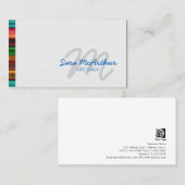 Geschoolde diensten Kleurrijke rand Cursief Monogr Visitekaartje (Voorkant / Achterkant)