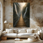 Geschorste brug over Canyon, rivier en bergen Canvas Afdruk