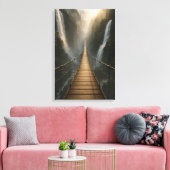 Geschorste brug over Canyon, rivier en bergen Canvas Afdruk (Insitu (Woonkamer))