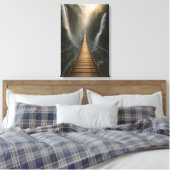 Geschorste brug over Canyon, rivier en bergen Canvas Afdruk (Insitu (Slaapkamer))