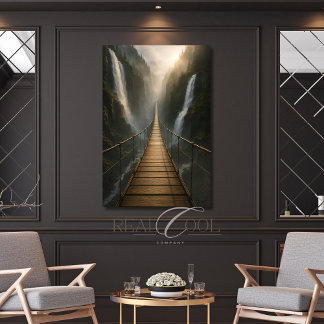 Geschorste brug over Canyon, rivier en bergen Poster
