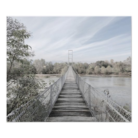 Geschorste brug over de rivier foto afdruk (Voorkant)