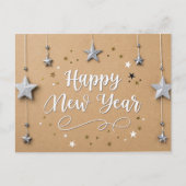 Geschorste sterren Gelukkig Nieuwjaar Chic Modern Briefkaart (Voorkant)