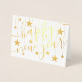 Geschorste sterren Gelukkig Nieuwjaar Chic Modern  Folie Kaarten (Voorkant)