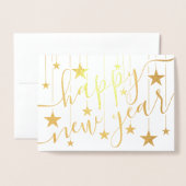 Geschorste sterren Gelukkig Nieuwjaar Chic Modern  Folie Kaarten (Voorkant met envelop)