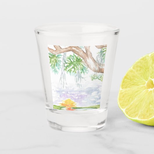 Geschoten glas lage land waterverf (Voorkant)