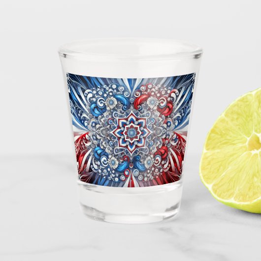 Geschoten glas met Franse kleuren (Voorkant)