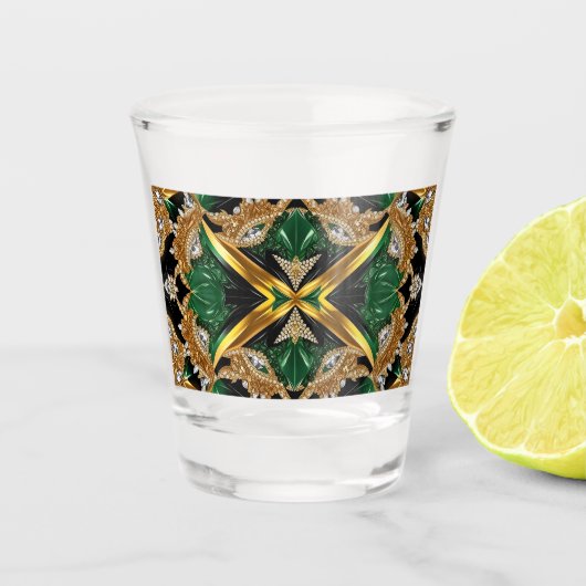 Geschoten glas met Jamaica kleuren (Voorkant)