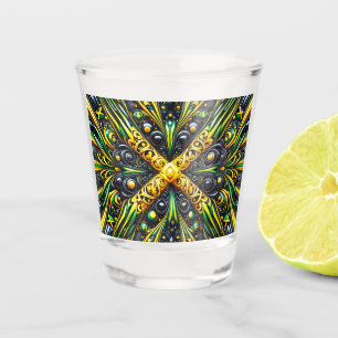 Geschoten glas met Jamaicaanse kleuren