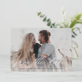 Geschreven Bewaar de datum fotokaart wit Save The Date (Staand voorkant)