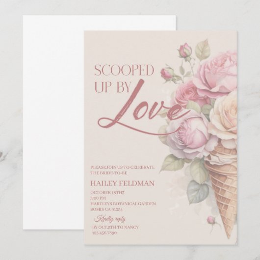 Geschreven bij Love Bridal Shower Invitation, Blus Kaart (Voorkant / Achterkant)