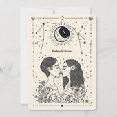 Geschreven bij Stars Lesbian Wedding Invitation Kaart (Achterkant)