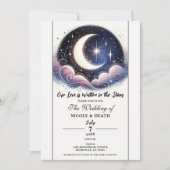 Geschreven bij Stars Waterverf Moon Wedding Kaart (Voorkant)