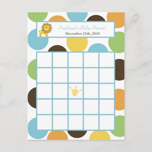 Geschreven Bingo Kaart Oerwoud King Lion Safari Zo (Voorkant)