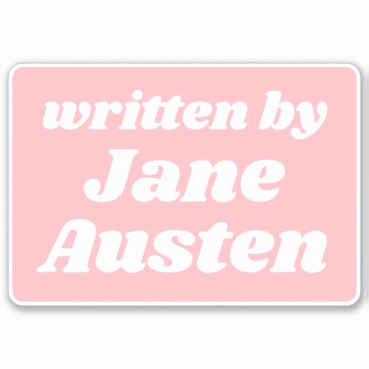 Geschreven door Jane Austen Leuke Pastel Roze Wit Sticker (Voorkant)