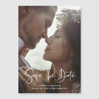 Geschreven elegantie | Minimalistische foto Sla de Magnetische Uitnodiging