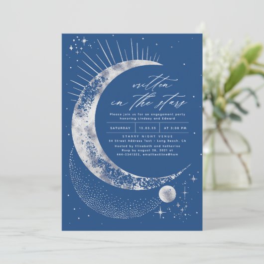 Geschreven in de Stars Celestial Engagement Party Kaart (Staand voorkant)