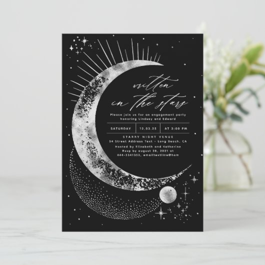 Geschreven in de Stars Celestial Engagement Party Kaart (Staand voorkant)