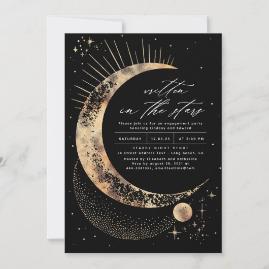 Geschreven in de Stars Celestial Engagement Party Kaart (Voorkant)