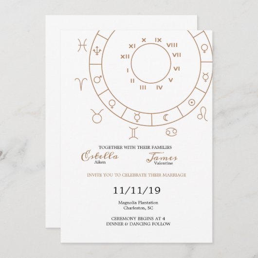 Geschreven in de sterren bruiloft uitnodiging set (Voorkant / Achterkant)