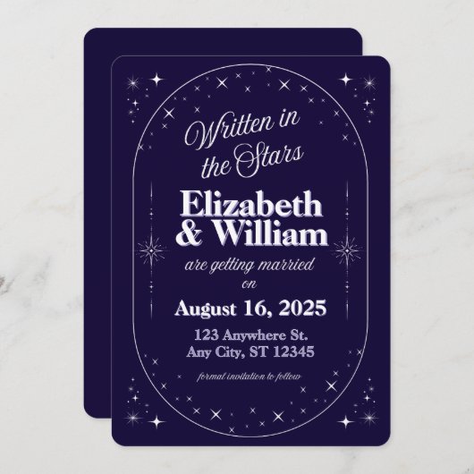 Geschreven in de sterren - Celestial Whimsical Save The Date (Voorkant / Achterkant)