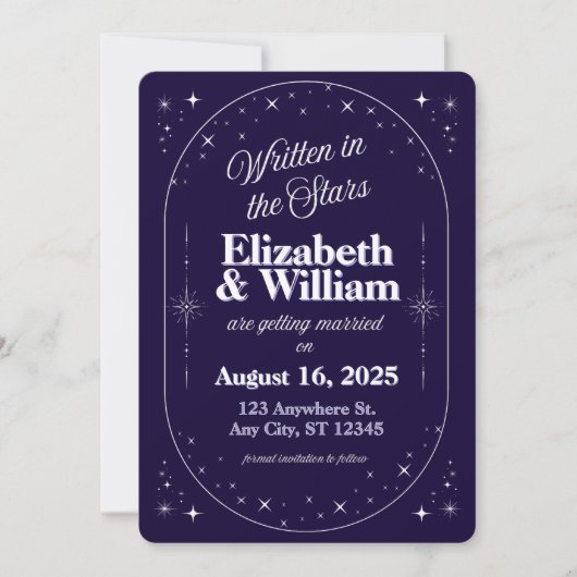 Geschreven in de sterren - Celestial Whimsical Save The Date (Voorkant)