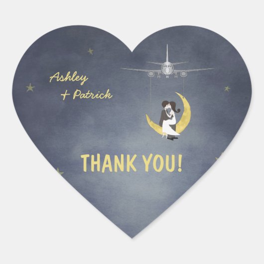 Geschreven in de Sterren Dank u Bruiloft Sticker (Voorkant)