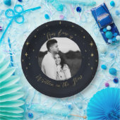 Geschreven in de sterren goud en blauw hemelse fot papieren bordje (Feest)