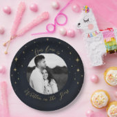 Geschreven in de sterren goud en blauw hemelse fot papieren bordje (Feest)