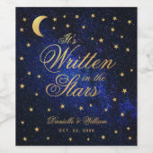 Geschreven in de Sterren Hemelse Bruiloft Blauw Go Wijn Etiket (Enkel label)