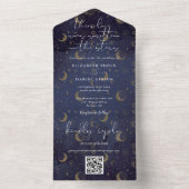 Geschreven in de sterren hemelse QR code bruiloft All In One Uitnodiging (Binnen)