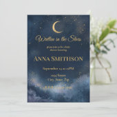 Geschreven in de Sterren | Navy & Goud Celestial B Kaart (Staand voorkant)
