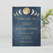 Geschreven in de sterren | Navy & Gouden Hemelse B Kaart (Staand voorkant)